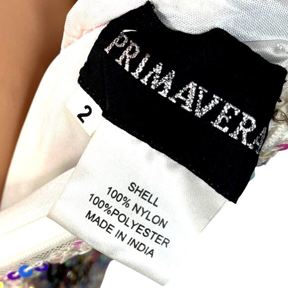 Primavera Couture White Backless Mini Dress w Iridescent Sequins Size 2 Bodycon - Picture 8 of 8